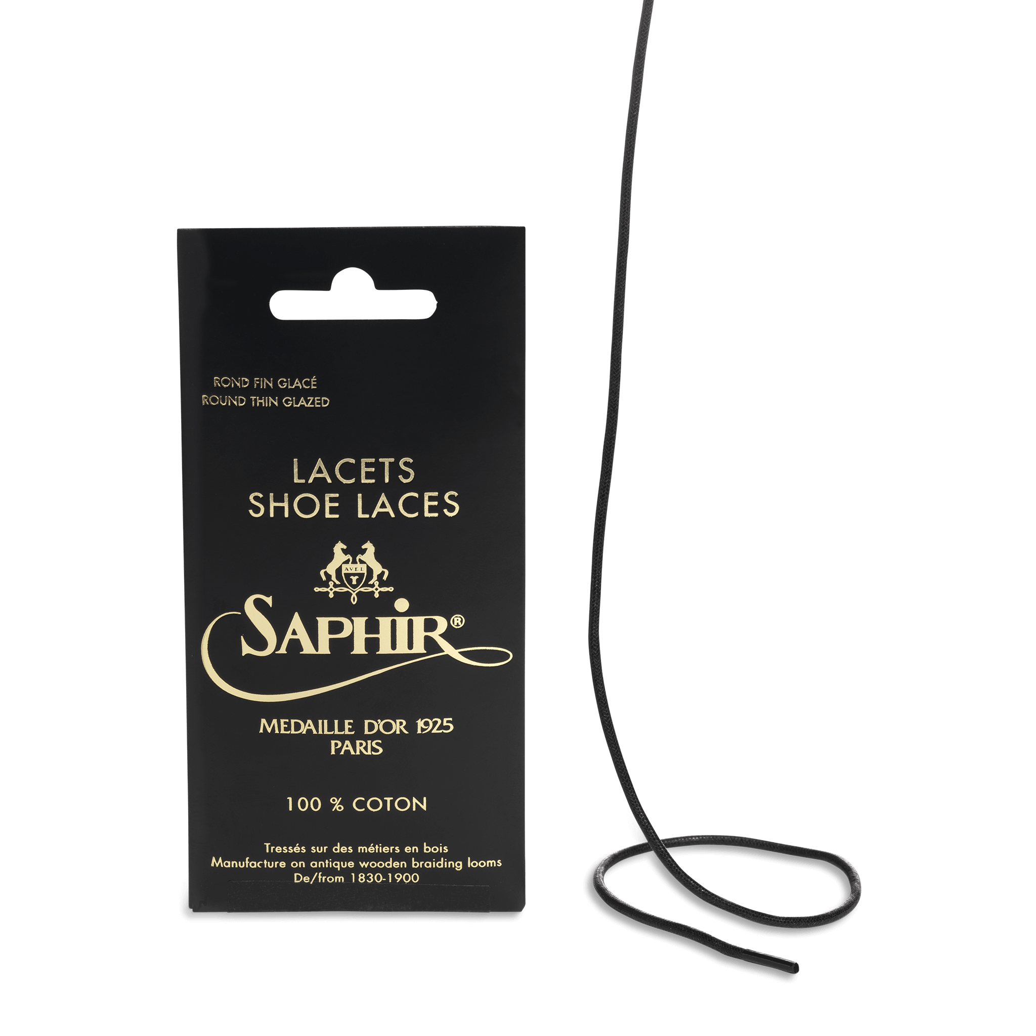 Thin Braided Laces - 01 Black - Saphir Médaille d'Or #colour_01-black