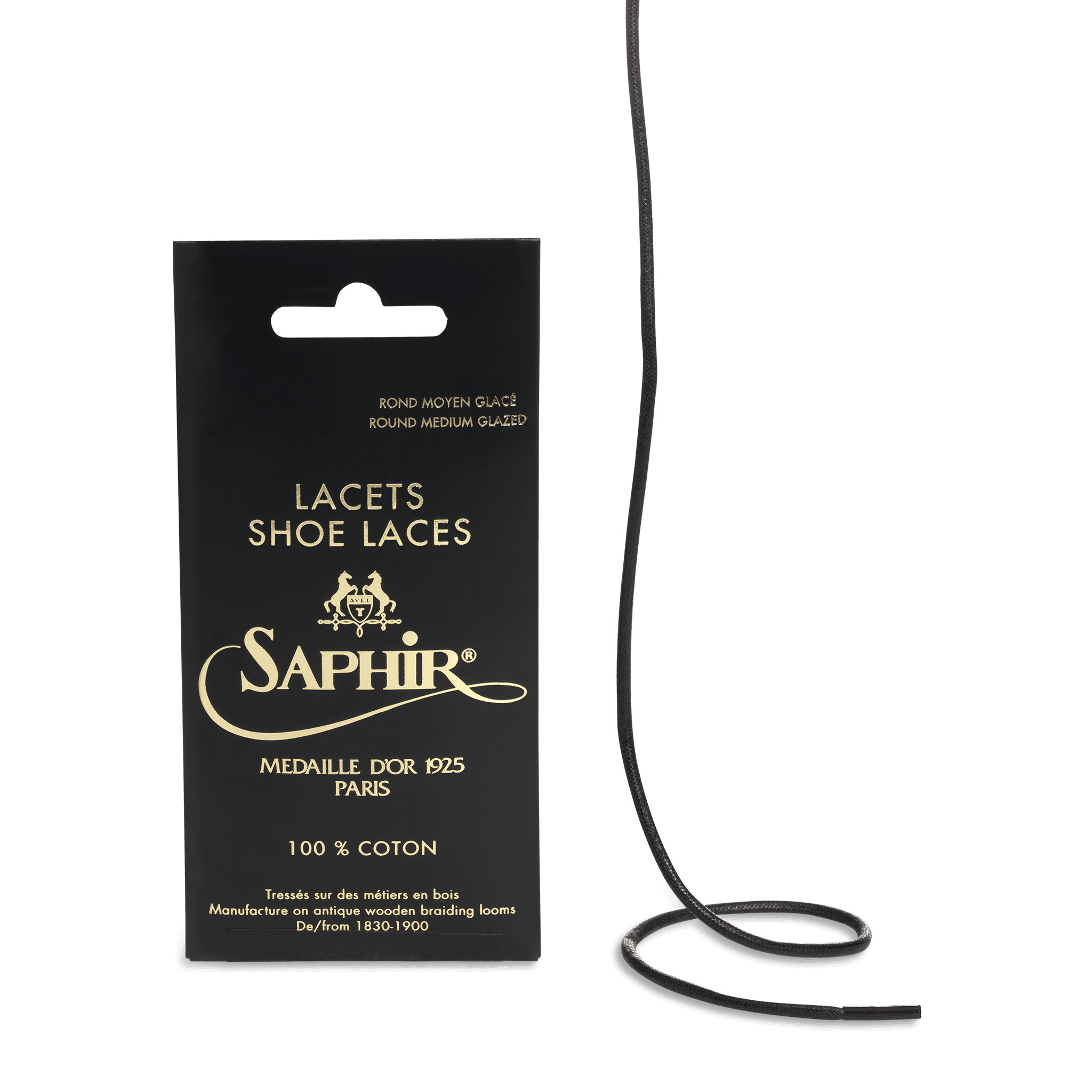 Medium Braided Laces - Black - Saphir Médaille d'Or #colour_01-black